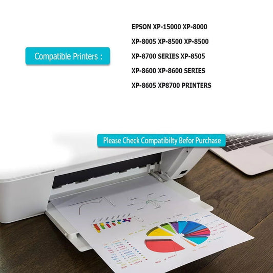 12 Ink Cartridge For Use in Epson XP-8000 XP-8005 XP-8500 XP-8505 XP-8600 XP8700 - Starlight
