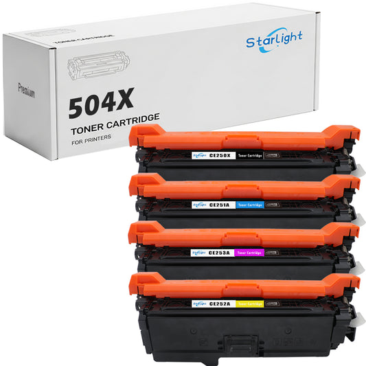 4 Compatible HP 504X Toner Cartridge Replacement For HP 504X / CE250X Fits For HP Colour LaserJet CM3530 CM3530fs CP3520 CP3525 CP3525dn CP3525n