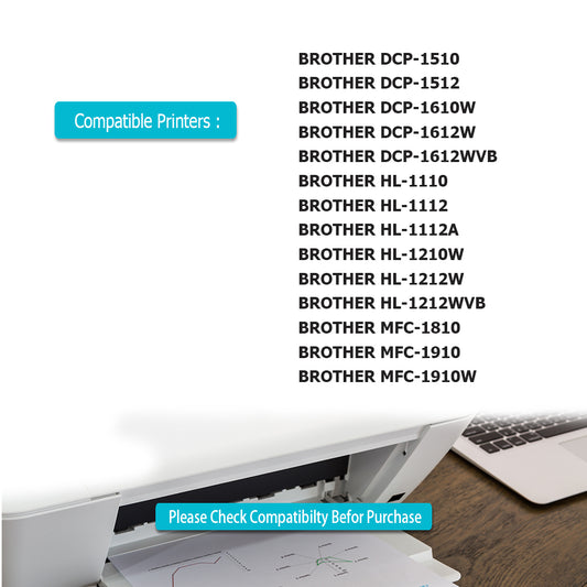 4 Black TN1050 Toner Cartridge Fits For Brother DCP-1510 DCP-1512 DCP-1610W DCP-1612W DCP-1612WVB HL-1110 HL-1112 HL-1112A HL-1210W HL-1212W