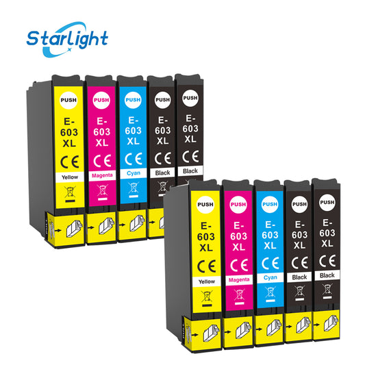 10 Ink Cartridge 603XL Fit For Epson XP-2100 XP-2105 XP-2150 XP-2155 XP-3100 XP-3105 XP-3150 XP-3155 XP-4100 XP-4105 XP-4150 XP-4155 WF-2810DWF WF-2820DWF WF-2830DWF WF-2835DWF WF-2840DWF WF-2845DWF WF-2850DWF WF-2870DWF - Starlight