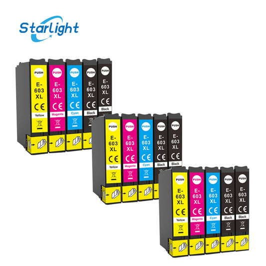 15 Ink Cartridge 603XL Fit For Epson XP-2100 XP-2105 XP-2150 XP-2155 XP-3100 XP-3105 XP-3150 XP-3155 XP-4100 XP-4105 XP-4150 XP-4155 WF-2810DWF WF-2820DWF WF-2830DWF WF-2835DWF WF-2840DWF WF-2845DWF WF-2850DWF WF-2870DWF - Starlight