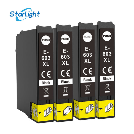 4 Black Ink Cartridge 603XL Fit For Epson XP-2100 XP-2105 XP-2150 XP-2155 XP-3100 XP-3105 XP-3150 XP-3155 XP-4100 XP-4105 XP-4150 XP-4155 WF-2810DWF WF-2820DWF WF-2830DWF WF-2835DWF WF-2840DWF WF-2845DWF WF-2850DWF WF-2870DWF - Starlight
