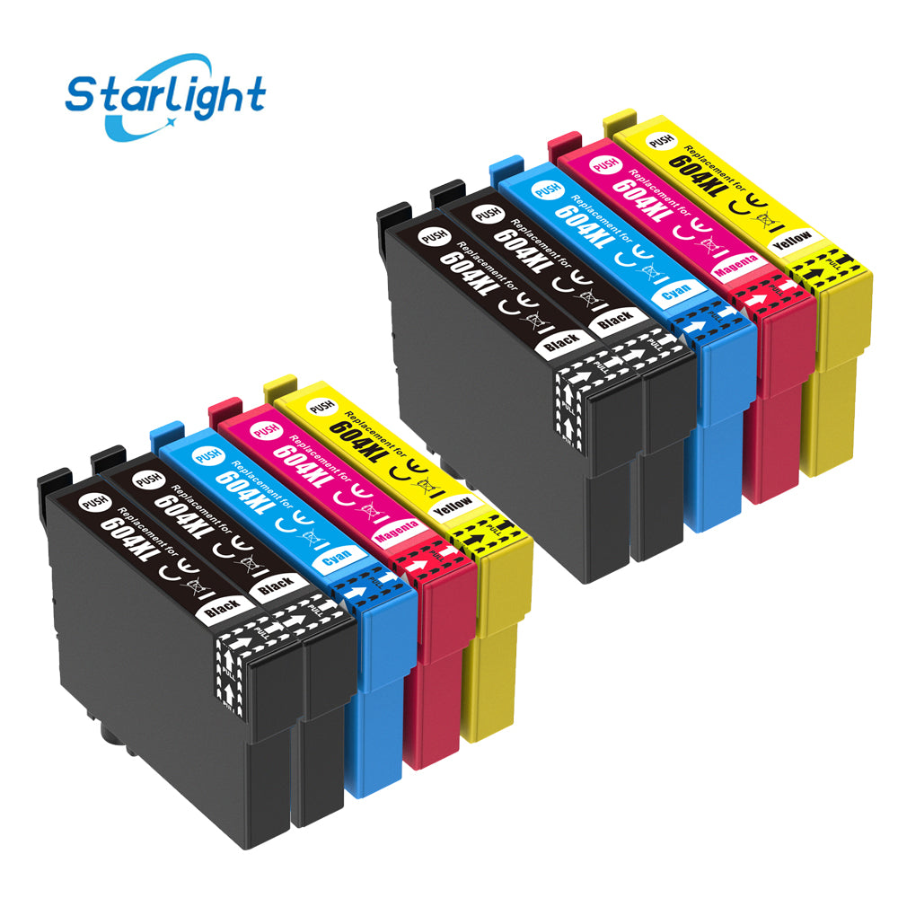 10 Ink Cartridge 604XL For Epson XP-2200 XP-2205 XP-3200 XP-3205 XP-4200 XP-4205 WF-2910 DWF WF-2930 DWF WF-2930 Series WF-2935 DWF WF-2950 DWF - Starlight