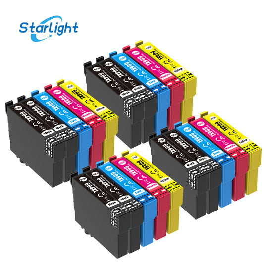 20 Ink Cartridge 604XL For Epson XP-2200 XP-2205 XP-3200 XP-3205 XP-4200 XP-4205 WF-2910 DWF WF-2930 DWF WF-2930 Series WF-2935 DWF WF-2950 DWF - Starlight