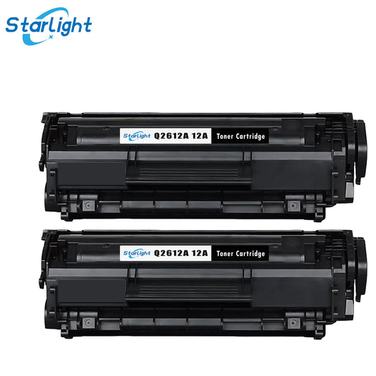 2 Black Toner Cartridge Q2612A 12A Compatible for HP 12A for HP LaserJet 1010 1012 1015 1018 1020 1020 Plus
