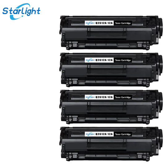 4 Black Toner Cartridge Q2612A 12A Compatible for HP 12A for HP LaserJet 1010 1012 1015 1018 1020 1020 Plus