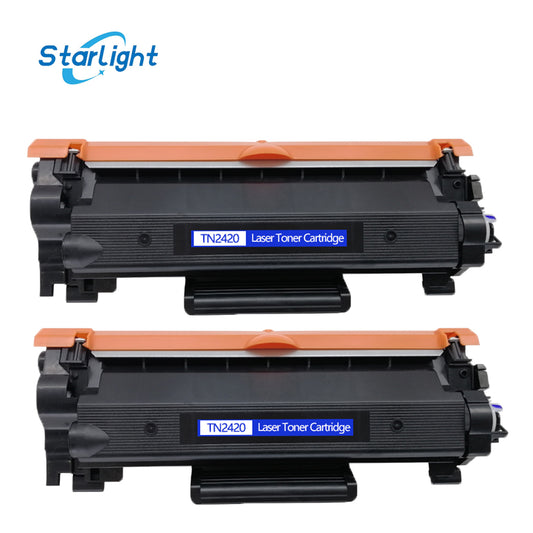 2 Black Toner Cartridge TN2420 For Brother DCP-L2500D, DCP-L2520DW, DCP-L2540DN, DCP-L2560DW - Starlight
