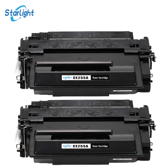 2 CE255A Black Toner Cartridge Replace for HP 55A HP LaserJet Enterprise 500 Flow MFP M525c 500 MFP M525dn 500 MFP M525f P3015 P3015d P3015dn P3015x