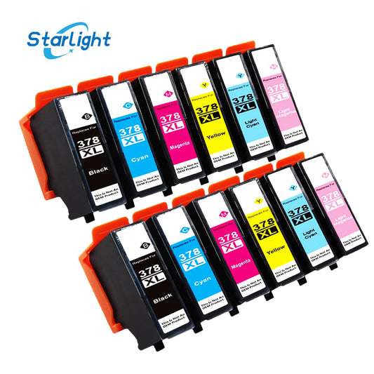 12 Ink Cartridge 378XL For Use in Epson XP-8000 XP-8005 XP-8500 XP-8505 XP-8600 XP8700