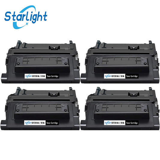 4 Compatible HP 81A Toner Cartridge Replacement For HP 81A / CF281A Fits For HP LaserJet Enterprise M604dn M604n M605dn M605n M605x M606dn M606x
