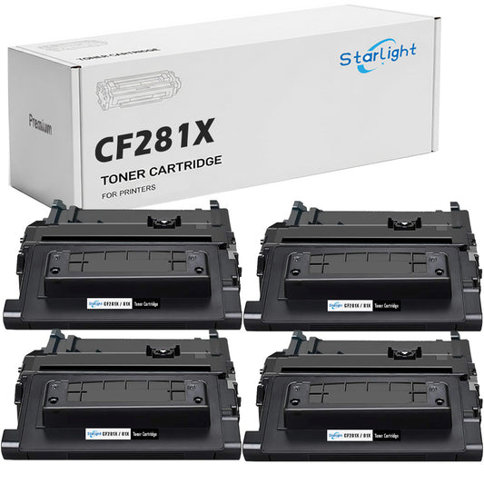 4 Compatible HP 81X Toner Cartridge Replacement For HP 81X / CF281X Fits For HP LaserJet Enterprise M605dn M605n M605x M606dn M606x MFP M630dn
