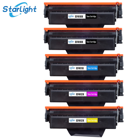 5 Toner Cartridge 410X / CF410X Fit For HP Colour LaserJet Pro M452dn M452dw M452nw M377dw M477dw M477fdn M477fdw M477fnw M477nw B/C/M/Y - Starlight