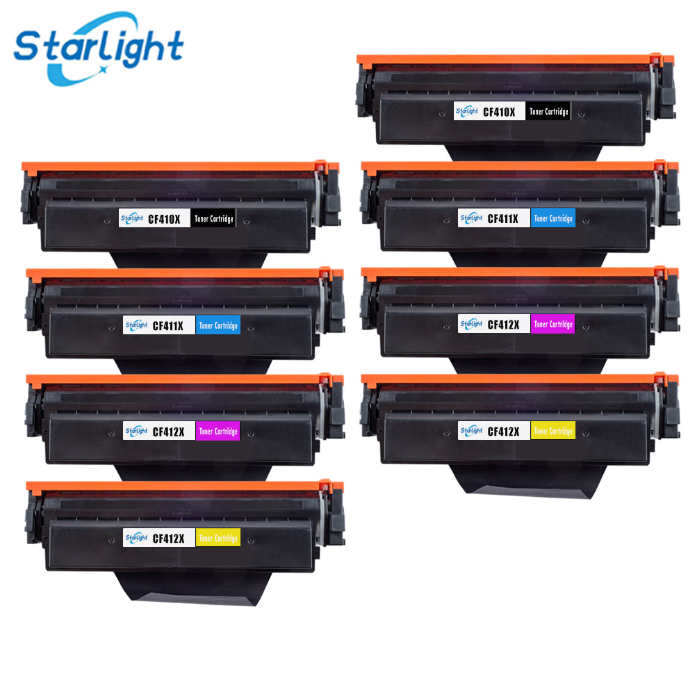 8 Toner Cartridge 410X / CF410X Fit For HP Colour LaserJet Pro M452dn M452dw M452nw M377dw M477dw M477fdn M477fdw M477fnw M477nw B/C/M/Y - Starlight