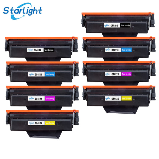 8 Toner Cartridge 410X / CF410X Fit For HP Colour LaserJet Pro M452dn M452dw M452nw M377dw M477dw M477fdn M477fdw M477fnw M477nw B/C/M/Y - Starlight