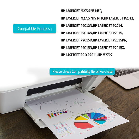 4 Compatible 53X / Q7553X Black Toner Cartridge Replace for HP 53X, Fits for HP LaserJet M2727NF MFP M2727NFS MFP P2012 P2012N P2014 P2014N P2015 P2015D P2015DN