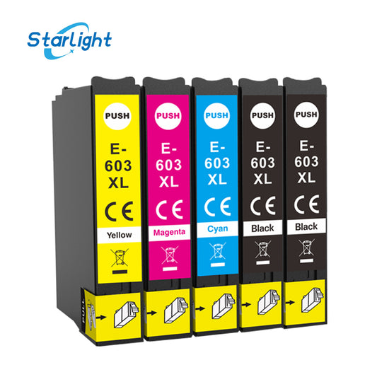 
5 Ink Cartridge 603XL Fit For Epson XP-2100 XP-2105 XP-2150 XP-2155 XP-3100 XP-3105 XP-3150 XP-3155 XP-4100 XP-4105 XP-4150 XP-4155 WF-2810DWF WF-2820DWF WF-2830DWF WF-2835DWF WF-2840DWF WF-2845DWF WF-2850DWF WF-2870DWF - Starlight