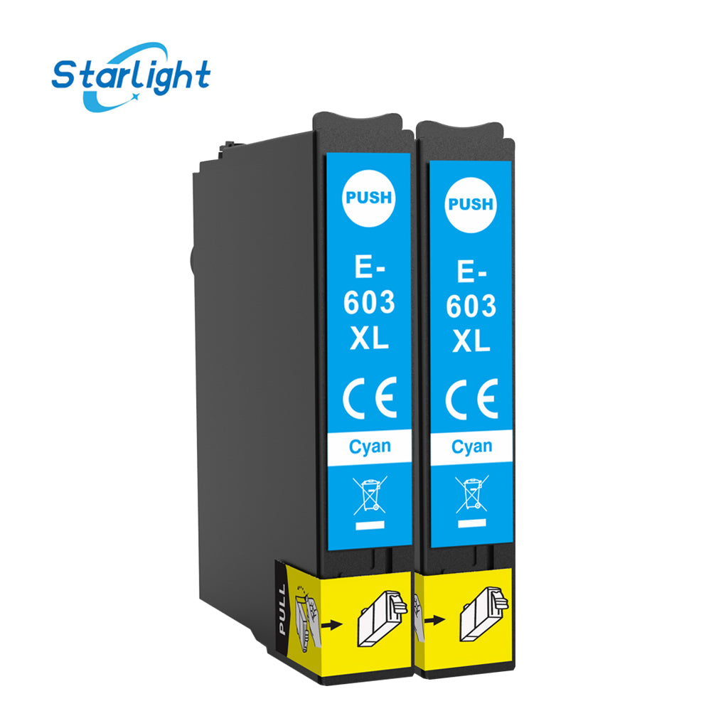 2 Cyan Ink Cartridge 603XL Fit For Epson XP-2100 XP-2105 XP-2150 XP-2155 XP-3100 XP-3105 XP-3150 XP-3155 XP-4100 XP-4105 XP-4150 XP-4155 WF-2810DWF WF-2820DWF WF-2830DWF WF-2835DWF WF-2840DWF WF-2845DWF WF-2850DWF WF-2870DWF - Starlight