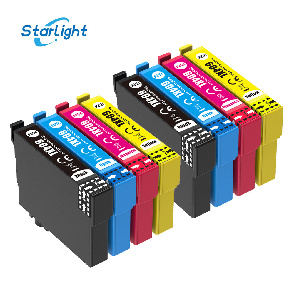 8 Ink Cartridge 604XL For Epson XP-2200 XP-2205 XP-3200 XP-3205 XP-4200 XP-4205 WF-2910 DWF WF-2930 DWF WF-2930 Series WF-2935 DWF WF-2950 DWF - Starlight