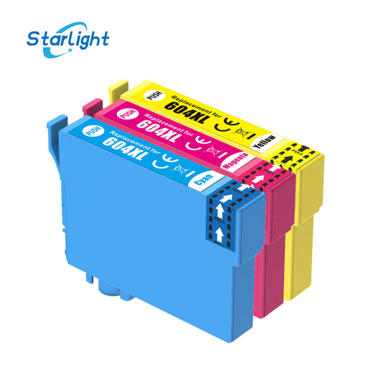 3 Colour Ink Cartridge 604XL For Epson XP-2200 XP-2205 XP-3200 XP-3205 XP-4200 XP-4205 WF-2910 DWF WF-2930 DWF WF-2930 Series WF-2935 DWF WF-2950 DWF - Starlight