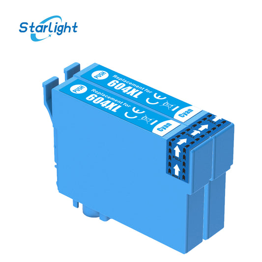 2 Cyan Ink Cartridge 604XL For Epson XP-2200 XP-2205 XP-3200 XP-3205 XP-4200 XP-4205 WF-2910 DWF WF-2930 DWF WF-2930 Series WF-2935 DWF WF-2950 DWF - Starlight