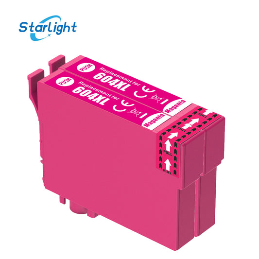 2 Magenta Ink Cartridge 604XL For Epson XP-2200 XP-2205 XP-3200 XP-3205 XP-4200 XP-4205 WF-2910 DWF WF-2930 DWF WF-2930 Series WF-2935 DWF WF-2950 DWF - Starlight