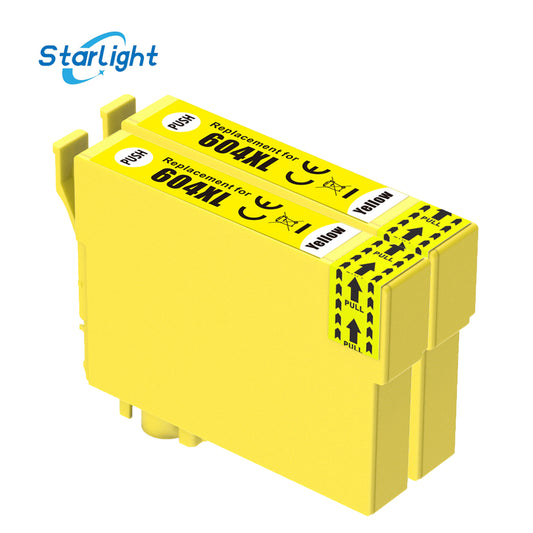 2 Yellow Ink Cartridge 604XL For Epson XP-2200 XP-2205 XP-3200 XP-3205 XP-4200 XP-4205 WF-2910 DWF WF-2930 DWF WF-2930 Series WF-2935 DWF WF-2950 DWF - Starlight