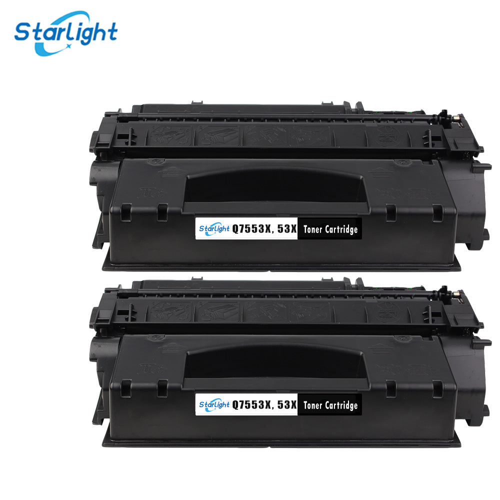 2 Toner Cartridge Q7553X / 53X Fit For HP LaserJet M2727NF MFP M2727NFS MFP P2012 P2012N P2014 P2014N P2015 P2015D P2015DN Black - Starlight