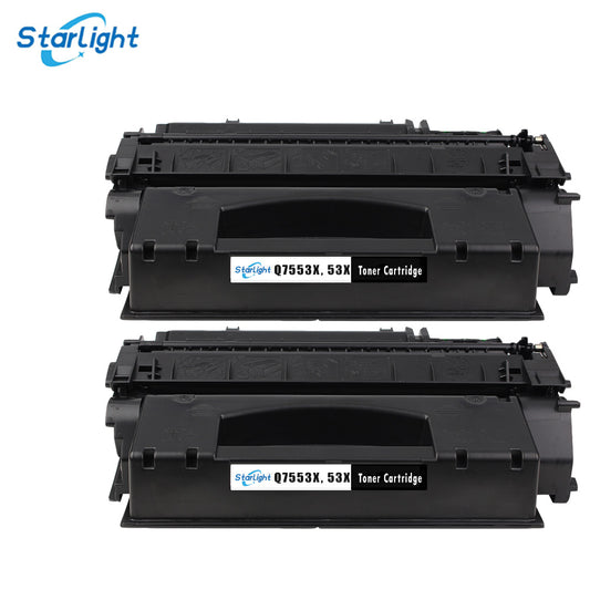 2 Toner Cartridge Q7553X / 53X Fit For HP LaserJet M2727NF MFP M2727NFS MFP P2012 P2012N P2014 P2014N P2015 P2015D P2015DN Black - Starlight