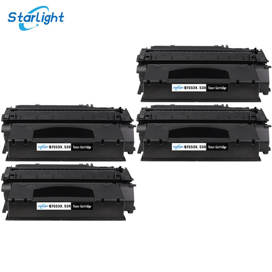 3 Toner Cartridge Q7553X / 53X Fit For HP LaserJet M2727NF MFP M2727NFS MFP P2012 P2012N P2014 P2014N P2015 P2015D P2015DN Black - Starlight