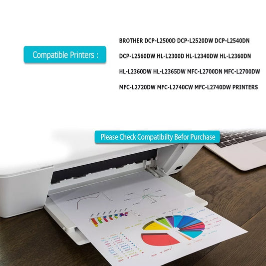 2 Black Toner Cartridge TN2320 For Brother DCP-L2500D, DCP-L2520DW, DCP-L2540DN, DCP-L2560DW